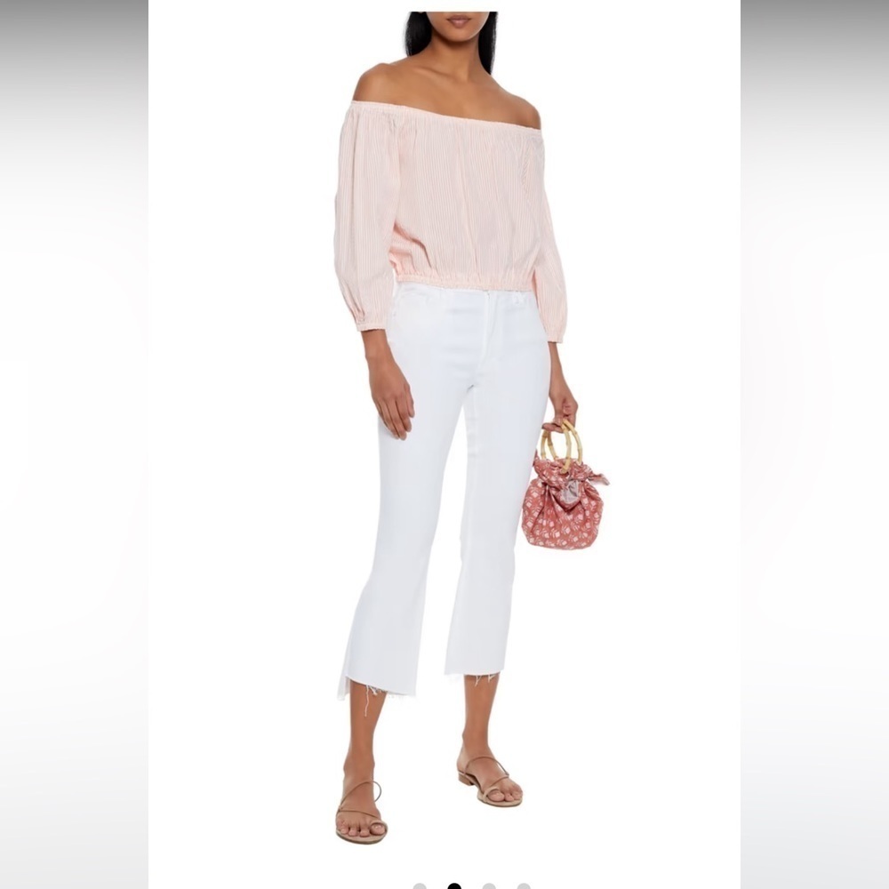 Melissa Odabash // Dannah off-the-shoulder striped cotton-seersucker top